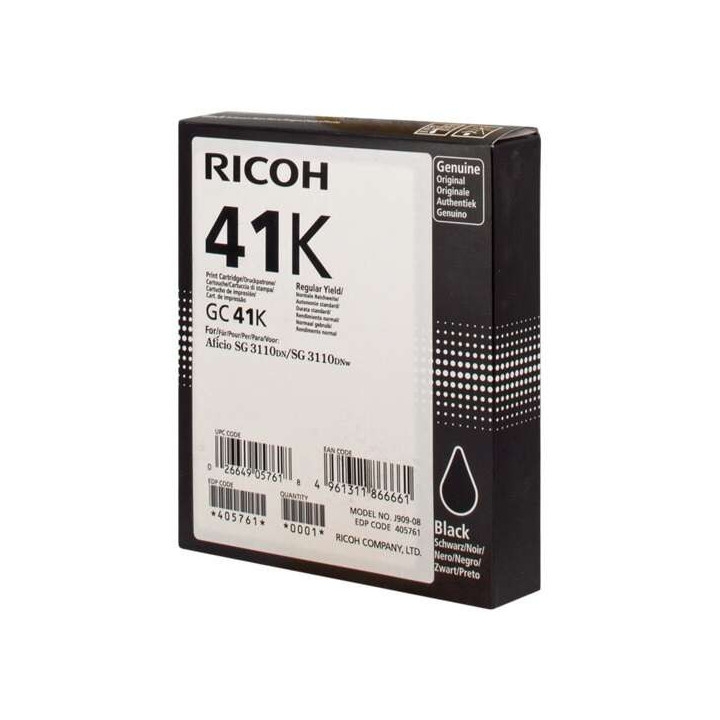 Ricoh GC41 Negro Cartucho de Gel Original - 405761