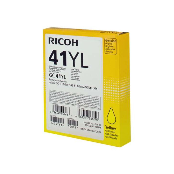 Ricoh GC41YL Amarillo Cartucho de Gel Original - 405768