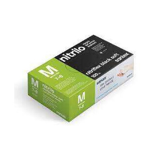 Santex Nitriflex Black Soft Pack de 100 Guantes de Nitrilo para Examen Talla M - 3.5 gramos - Sin Polvo - Libre de Latex - No E