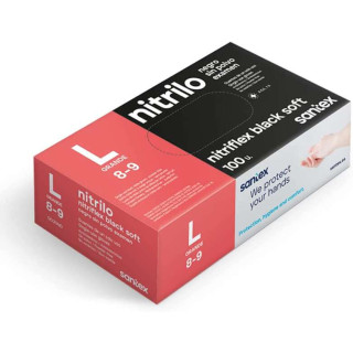 Santex Nitriflex Black Soft Pack de 100 Guantes de Nitrilo para Examen Talla L - 3.5 gramos - Sin Polvo - Libre de Latex - No E