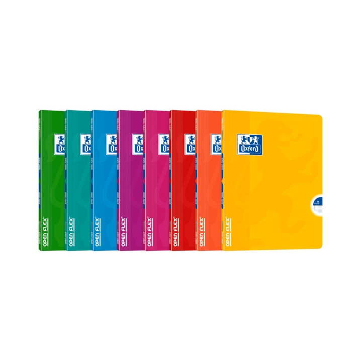 Oxford Openflex Libreta Grapada Tapa Plastico A5+ 48 Hojas Cuadricula Seyes con Margen - Resistente Tapa de Plastico - Flexibil