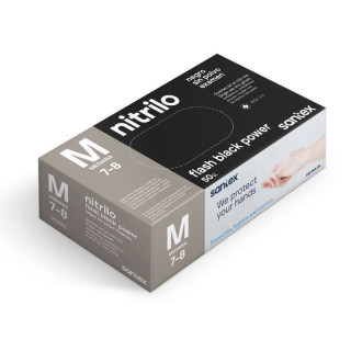 Santex Flash Black Power Pack de 50 Guantes de Nitrilo Talla M - Dibujo Diamante Texturizado - Sin Polvo - Libre de Latex - No