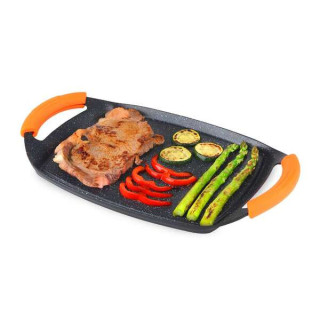 Orbegozo GDB 3600 Plancha Grill de Aluminio Fundido - Recubrimiento de Piedra Antiadherente - Asas de Goma Extraibles - Apto pa