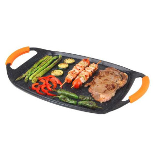 Orbegozo GDB 4700 Plancha Grill de Aluminio Forjado - Antiadherente de Piedra - Asas de Goma Extraibles - Diseño Ergonomico -