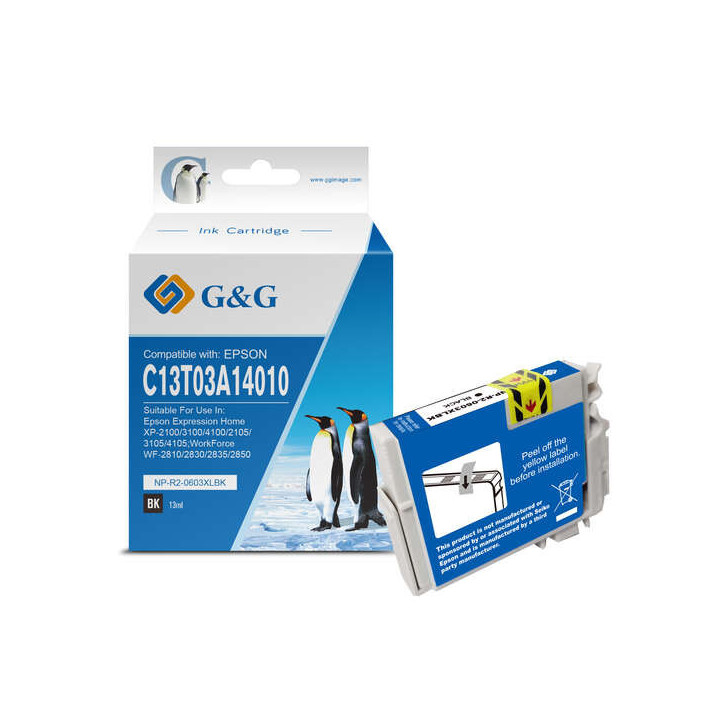 G&G Epson 603XL Negro Cartucho de Tinta Pigmentada Generico - Reemplaza C13T03A14010/C13T03U14010