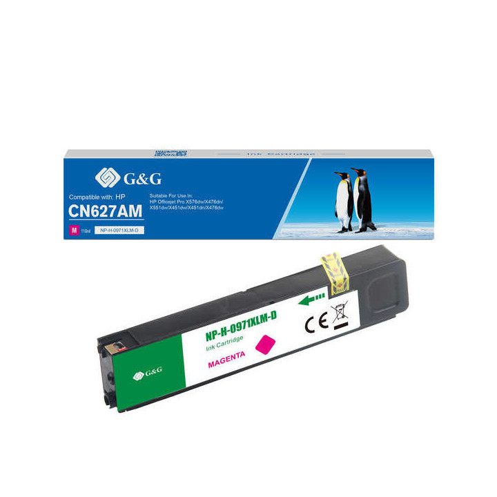 G&G HP 971XL Magenta Cartucho de Tinta Pigmentada Generico - Reemplaza CN627AE/CN623AE