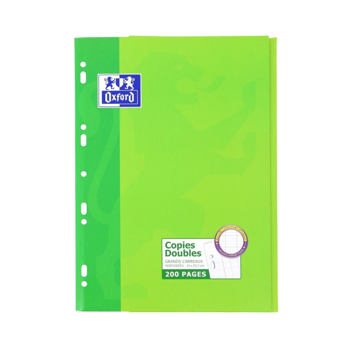 Oxford Seyes Recambio A4 200 Hojas - Cuadricula Seyes - con Margen - Papel de Alta Calidad