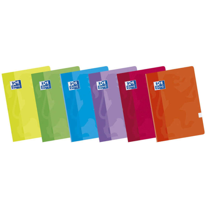 Oxford Classic Pack de 10 Libretas Grapadas Formato A5+ Cuadriculado 4x4mm - 48 Hojas con Margen - Tapa Blanda Plastificada - C