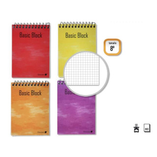 Golden Cuaderno Espiral Superior 8º Apaisado (153x102mm) 80 Hojas 60gr Cuadricula 4x4 - Tapa Plastificada - Margen Remarcado -