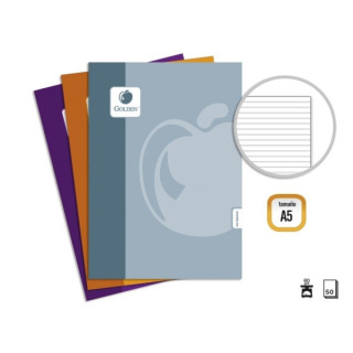Golden Basic Pack de 10 Libretas Grapadas A5 50 Hojas 60grs Pautada - Colores Surtidos