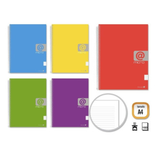 Golden Cuaderno Espiral A4 160 Hojas 60grs 1 Raya - Hojas Microperforadas con 4 Taladros y 4 Bandas de Color - Tapa Resistente