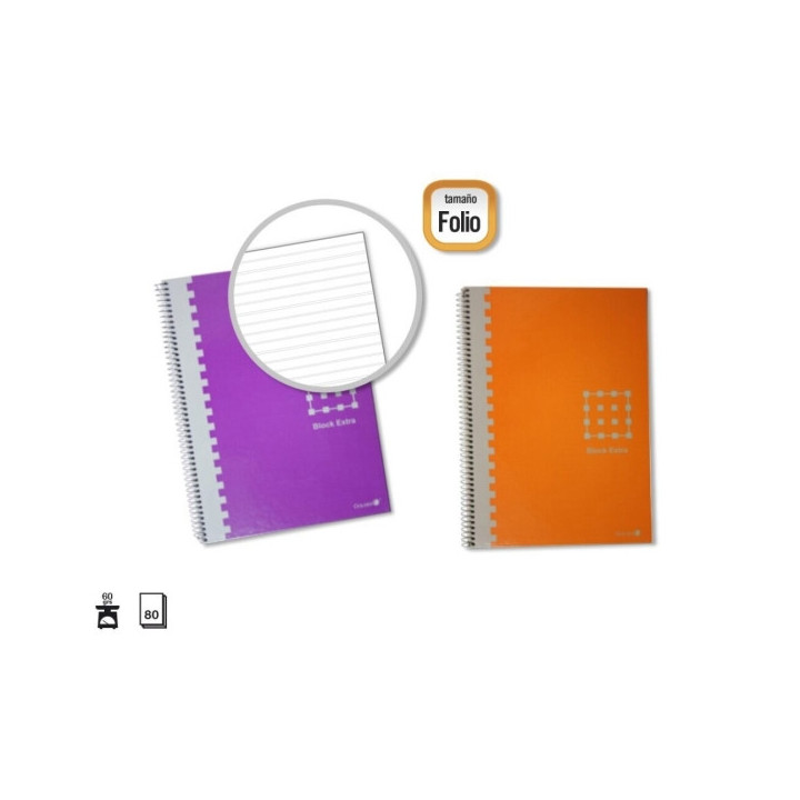 Golden Cuaderno Espiral Folio 80 Hojas 60grs Pautado 3.5mm - Margen Remarcado - Tapa Extradura - Colores Surtidos