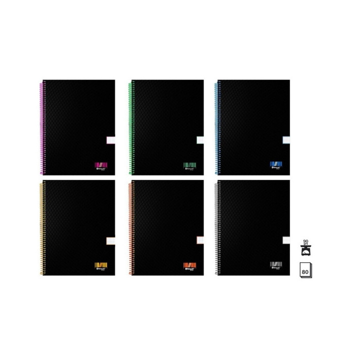 Bismark University Cuaderno Espiral A4 80 Hojas 90grs Cuadricula 5x5 - Hojas Microperforadas - Tapa Negra Resistente Forrada