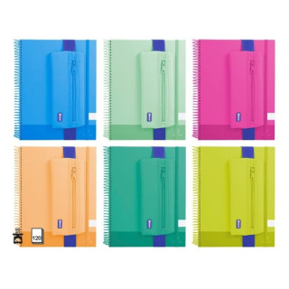 Bismark Pack de Cuaderno Espiral A4 120 Hojas 90grs Cuadricula 5x5 + Portatodo de Neopreno - Hojas Microperforadas -