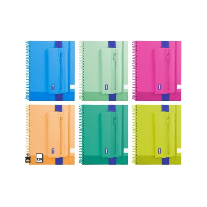 Bismark Pack de Cuaderno Espiral A4 120 Hojas 90grs Cuadricula 5x5 + Portatodo de Neopreno - Hojas Microperforadas -