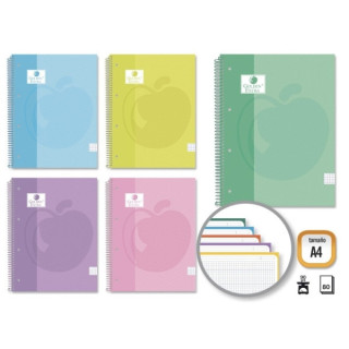 Golden Extra Cuaderno Espiral A4 80 Hojas 90grs Cuadricula 5x5 - Hojas Microperforadas con Banda de Color - Tapa Extradura Forr