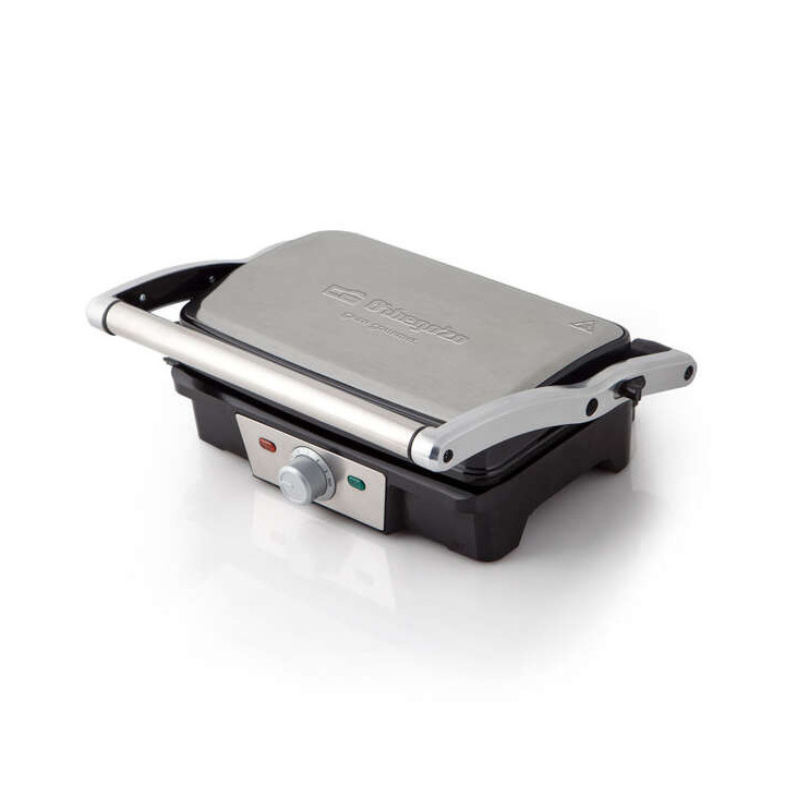 Orbegozo 3800 Grill Inoxidable - Cocina sin Aceite - Placas Abatibles 180º - Termostato Regulable - Placa Antiadherente - Pote