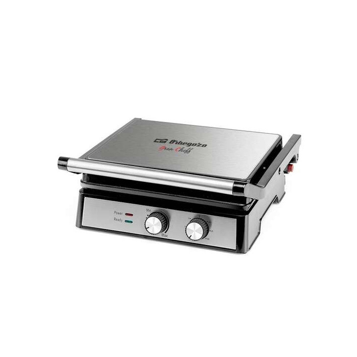 Orbegozo 4580 Grill Multifuncion - Cocina sin Aceite con Potencia de 2000W - Amplia Superficie de Coccion Abatible - Antiadhere