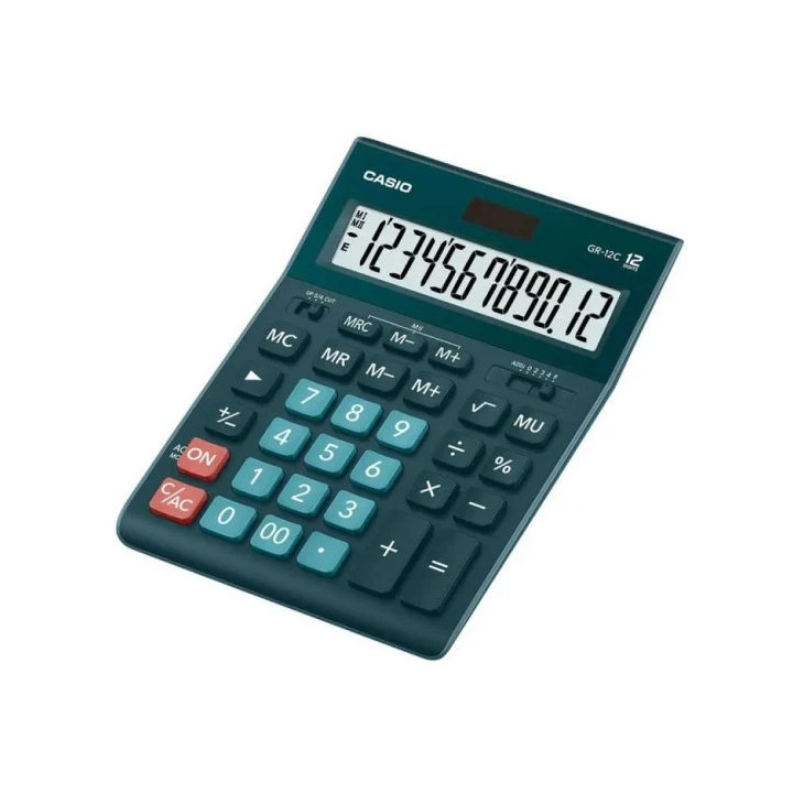 Casio GR-12C Calculadora de Sobremesa de 12 Digitos - Pantalla Extragrande - Simbolos de Comando de Funcion - Alimentacion Sola