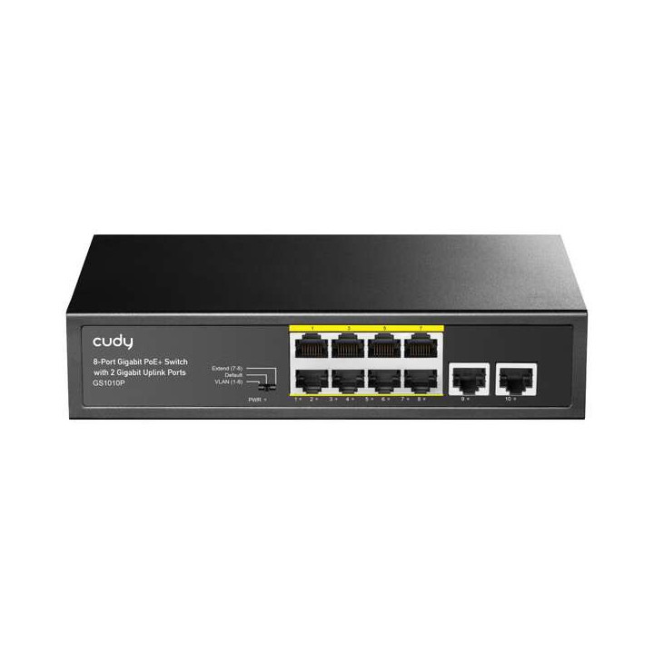 Cudy GS1010P Switch Gigabit PoE+ de 8 Puertos con 2 Puertos de Enlace Ascendente Gigabit