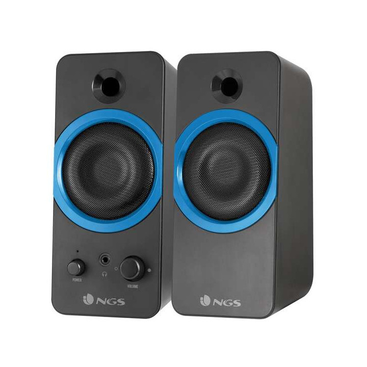 NGS GSX-200 Altavoces USB 2.0 20W - Supergraves - Conexion Jack 3.5mm - Controles en Altavoz - Color Negro/Azul