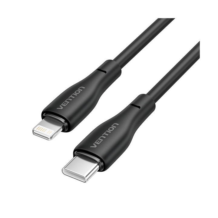 Vention Cable de Carga USB-C/Lightning - TPE Duradero - Transferencia 480Mbps - Alimentacion 3A - Potencia 27W - Color Negro