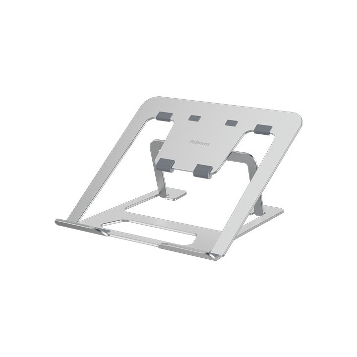 Fellowes Alumia Elevador para Portatil hasta 15" - 6 Ajustes de Altura - Fabricado en Aluminio - Base Antideslizante - Color Pl