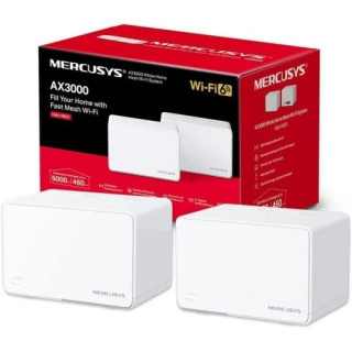 Mercusys H80X Sistema Wi-Fi 6 Mesh AX3000 Doble Banda - 2 Unidades Halo - Cobertura hasta 650 m² - 3 Puertos Gigabit por Unida