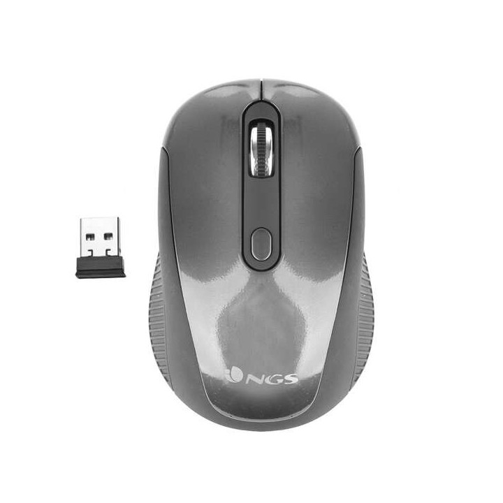 NGS Haze Raton Inalambrico USB 1600dpi - 3 Botones - Uso Ambidiestro - Color Gris/Negro