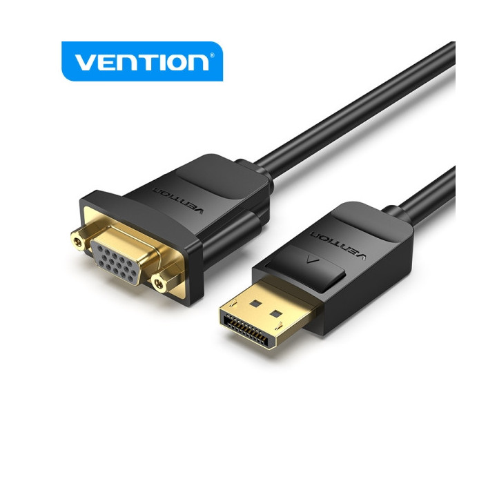 Vention HBSBB Cable DisplayPort a VGA Hembra - Contactos Dorados - Transicion HD - Color Negro