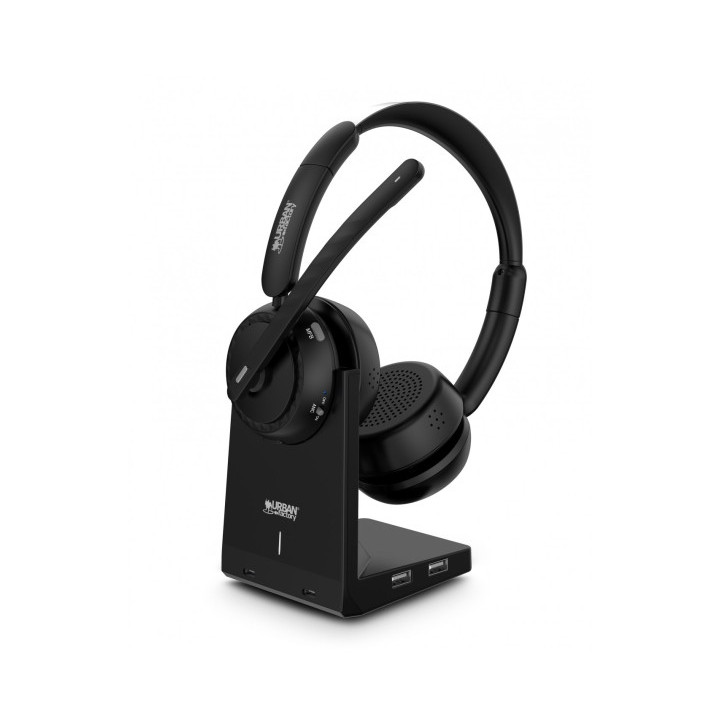 Urban Factory Movee Max Auriculares Bluetooth 5.2 - Reduccion Activa de Ruido - Soporte de Carga - Microfono con Reduccion de R