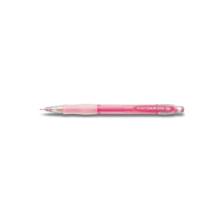 Pilot Portaminas Color Eno H-197 - Trazo 0.7mm - Grip de Goma - Goma de Borrar - Mina Color Rosa