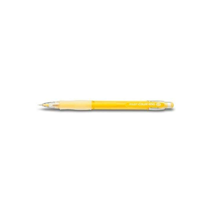 Pilot Portaminas Color Eno H-197 - Trazo 0.7mm - Grip de Goma - Goma de Borrar - Mina Color Amarillo