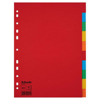 Esselte Separadores Carton A4 Multitaladro 150gr - 10 Pestañas 5 Colores - Presentacion en Bolsa Individual