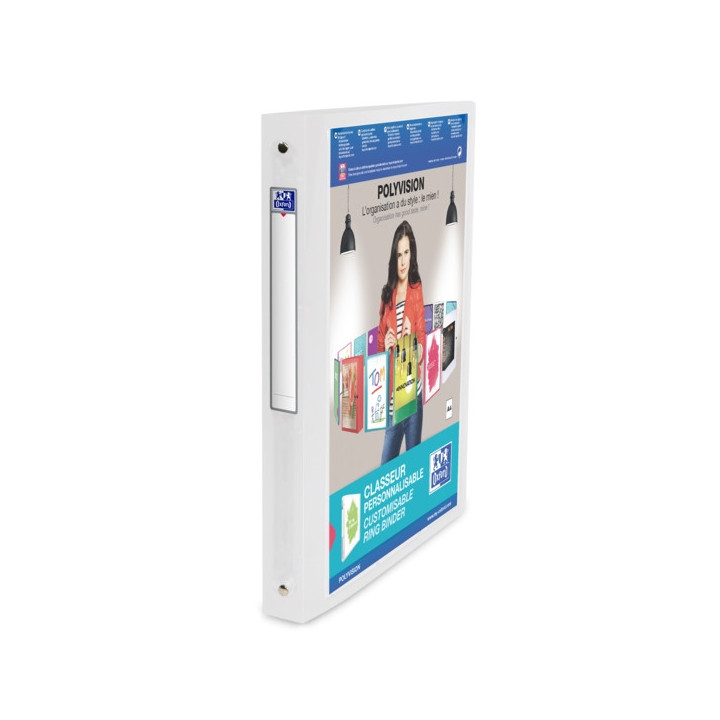 Oxford Polyvision A4+ Carpeta con 4 Anillas 20mm - Lomo de 30mm - Tapa de Plastico Personalizable - Transparente