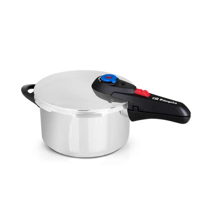 Orbegozo HP 4006 Olla a Presion de Acero Inoxidable 18/10 - Capacidad 4 Litros - Cinco Sistemas de Seguridad - Fondo Termo Difu