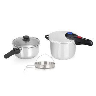 Orbegozo HP 4566 Olla Rapida de Acero Inoxidable - Dos Ollas con Sistema de Seguridad - Fondo Termo Difusor - Selector Gradual