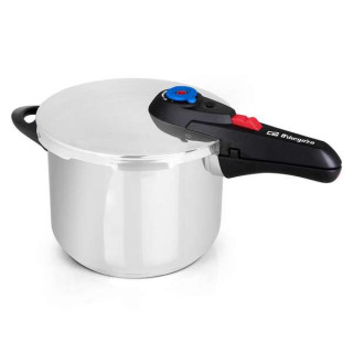 Orbegozo HP 8006 Olla a Presion de Acero Inoxidable 18/10 - Capacidad 8 Litros - Cinco Sistemas de Seguridad - Fondo Termo Difu