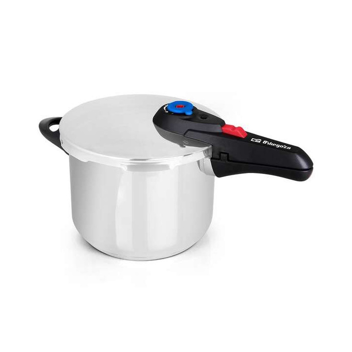 Orbegozo HP 8006 Olla a Presion de Acero Inoxidable 18/10 - Capacidad 8 Litros - Cinco Sistemas de Seguridad - Fondo Termo Difu