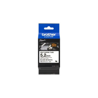 Brother HSE211E Cinta Tubo Termorretractil Original de Etiquetas para Cables - Texto negro sobre fondo blanco - Ancho 5.2mm x 1