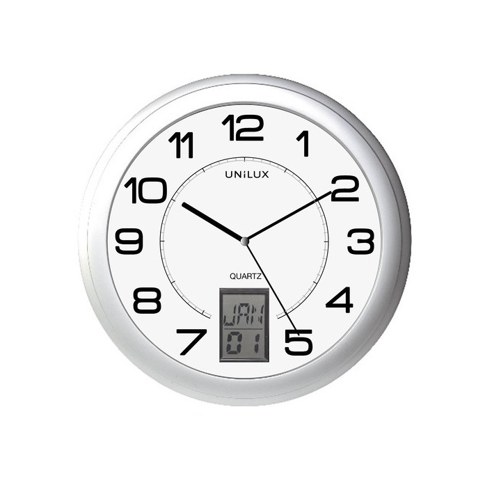 Unilux Reloj de Pared Instinct - Diseño Moderno y Minimalista - Funciona con Pilas - Facil de Instalar