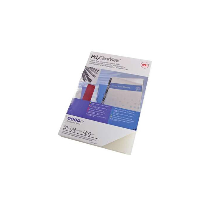 GBC PolyClearView Pack de 100 Portadas de Encuadernar A4 - 300 Micras - Color Transparente Mate