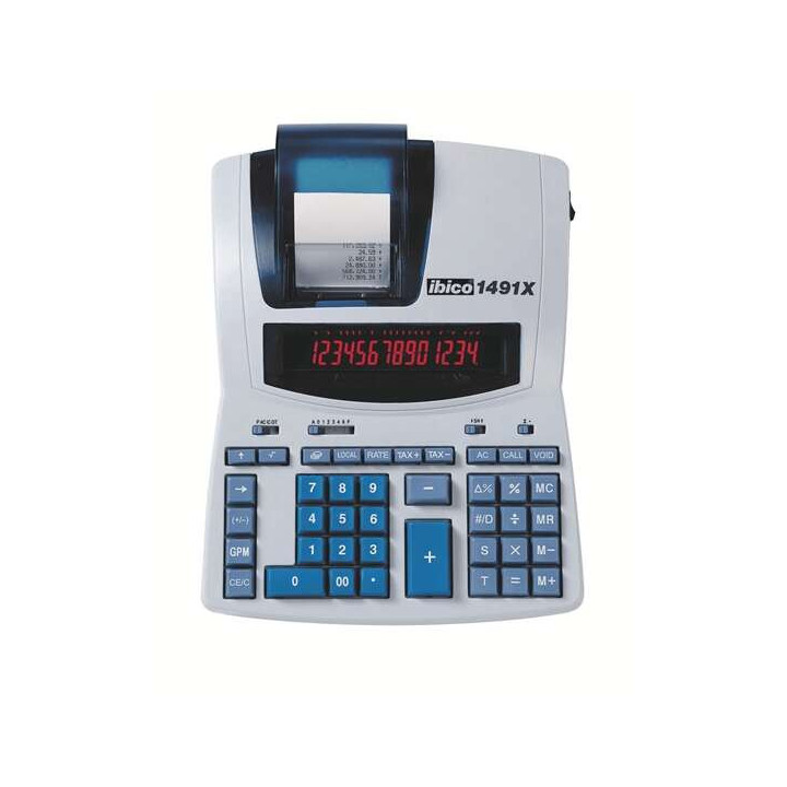 Ibico 1491X Calculadora Profesional Termica 14 Digitos - Pantalla LCD 2 Colores - Impresion en Negro - Velocidad 10 Lineas por