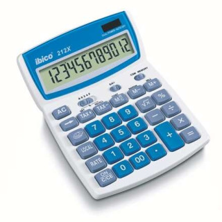 Ibico 212X Calculadora de Sobremesa Pantalla LCD de 12 Digitos Inclinable - Teclas de Relieve - Funcion Impuestos y Redondeo -
