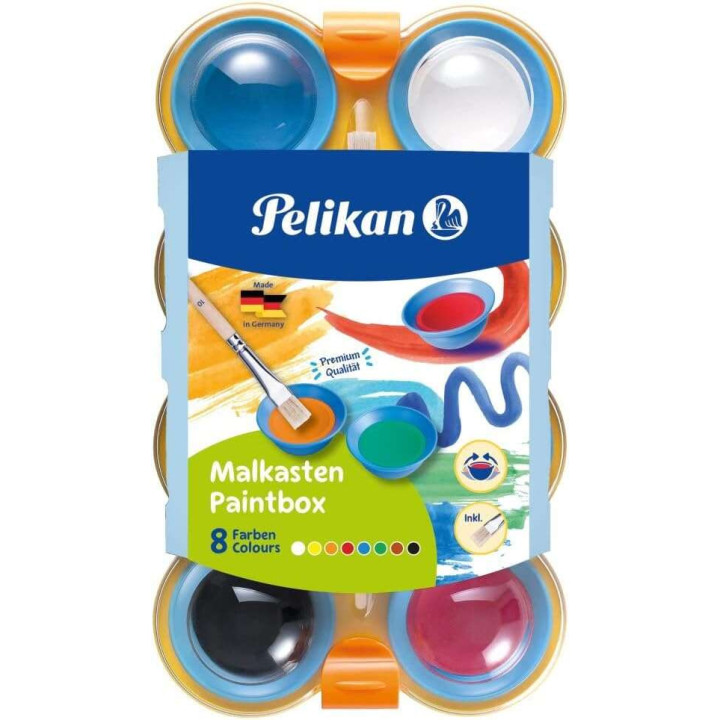 Pelikan Acuarelas Kids - Pocillos Separables - Pincel Jumbo Incluido - Faciles de Diluir - Resistentes a la Luz - Caja con Pest