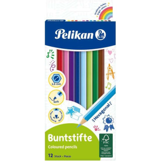Pelikan Caja de 12 Lapices de Colores Hexagonales Lacados - Mina Antirotura - Certificacion FSC