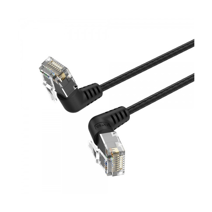 Vention Cable de Red UTP RJ45 Slim Cat.6A Cabeza Rotatoria 360º Angulo Recto - 1.5m - Color Negro