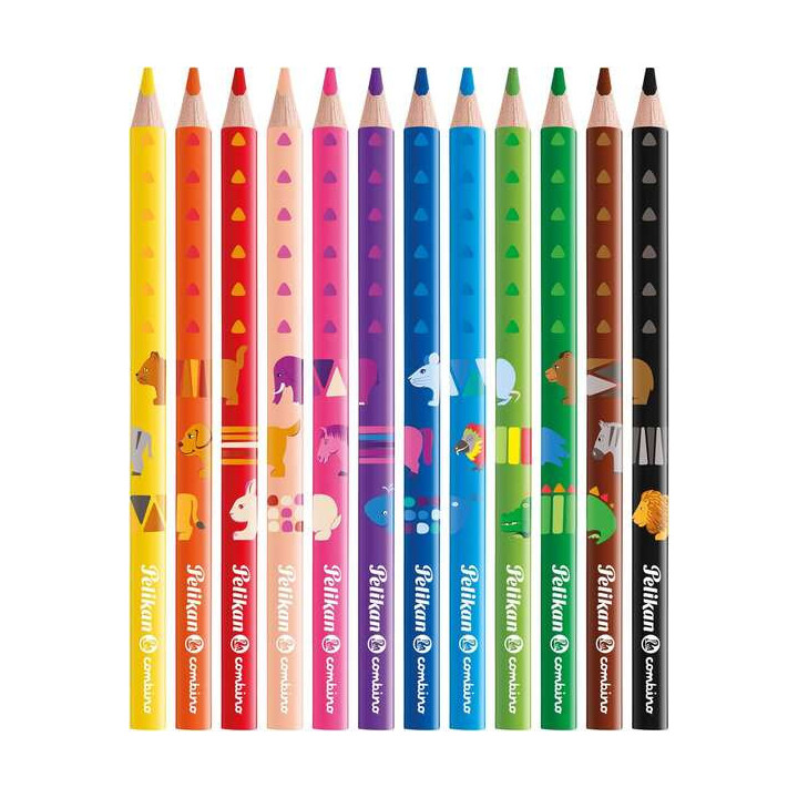 Pelikan Caja de 12 Lapices de Colores Jumbo Triangulares - Mina Antirotura - Certificacion FSC