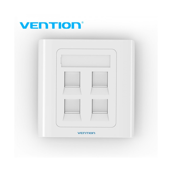 Vention Placa de Pared Tipo 86 - 4 Puertos RJ45 - Color Blanco