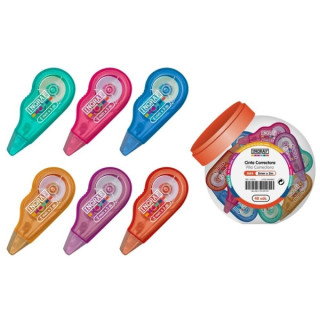 Ingraf Mini Mediterraneo Expositor con 48 Mini Cintas Correctoras 5mmx5m - Perfecta Adherencia al Papel - Cuerpo de Colores Sur